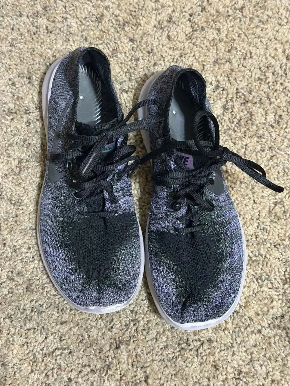 Nike Free RN Flyknit Women's Running Shoes Black Grey Purple